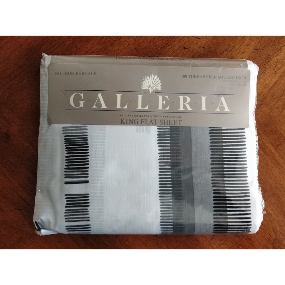 VTG Galleria Springs Mervyn's King Flat Sheet 180 Thread Poly Cotton USA Corbel